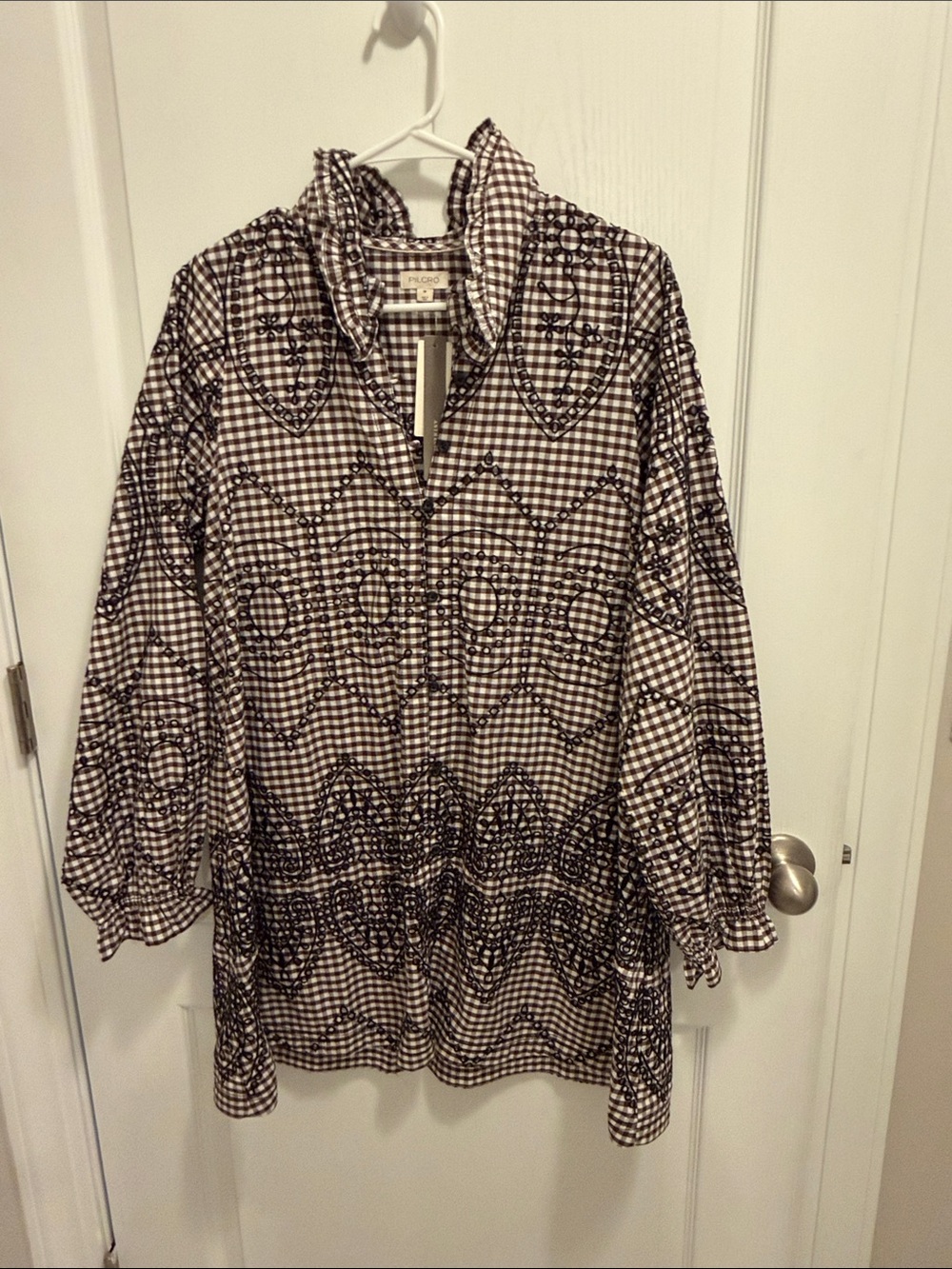 Pilcro Plaid Embroidered Dress